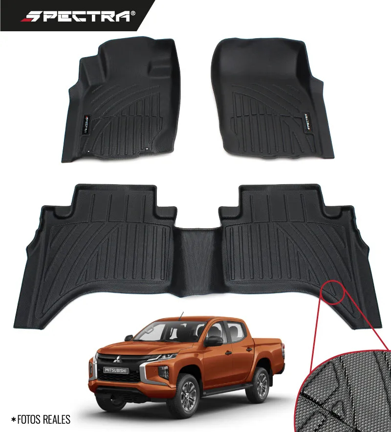 Mitsubishi L200 2015-2024, Alfombra de Bandeja Antideslizante, 2 filas, Spectra