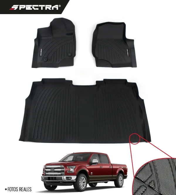 Ford F-150 2015-2025, Alfombras de Bandeja Antideslizante, 2 filas, Spectra