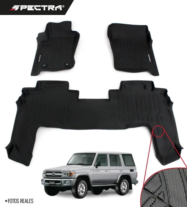 Toyota Land Cruiser LX76, Alfombras de Bandeja Antideslizante, 2 Filas, Spectra