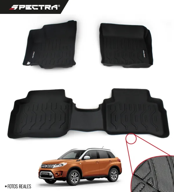 Suzuki Vitara 2016-2024, Alfombras de Bandeja Antideslizante, 2 Filas, Spectra.