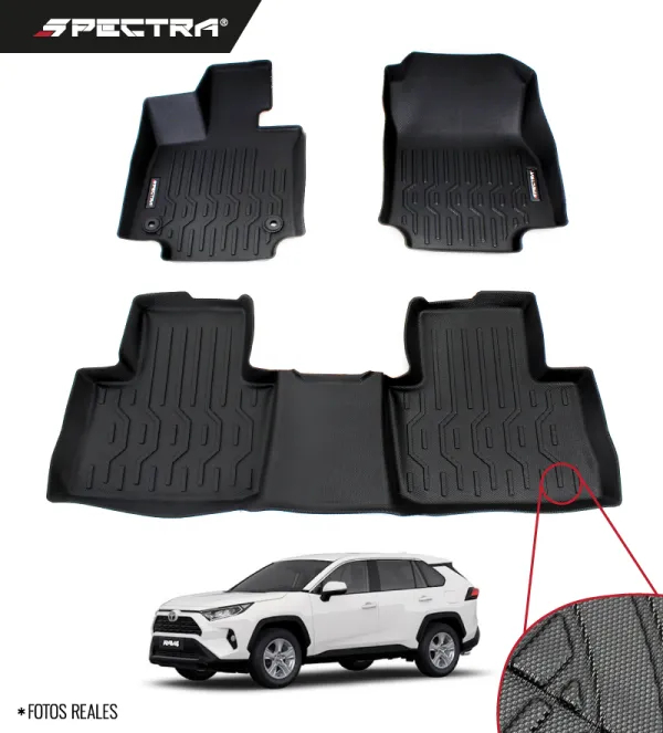 Toyota RAV4 Automático 2019-2025, Alfombras de Bandeja Antideslizante, 2 Filas, Spectra.
