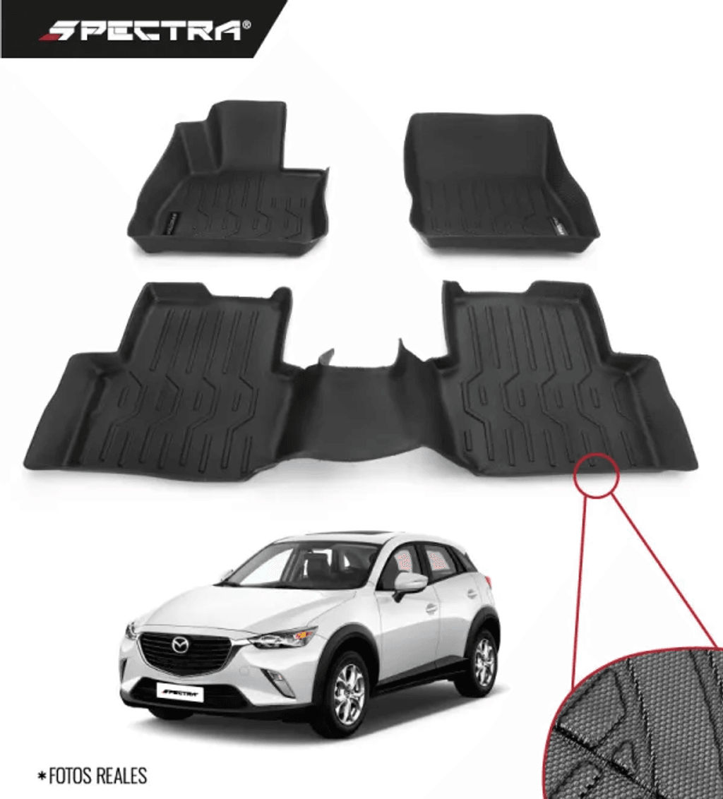 Mazda CX-3 2016-2024, Alfombras de Bandeja Antideslizante, 2 filas, Spectra.