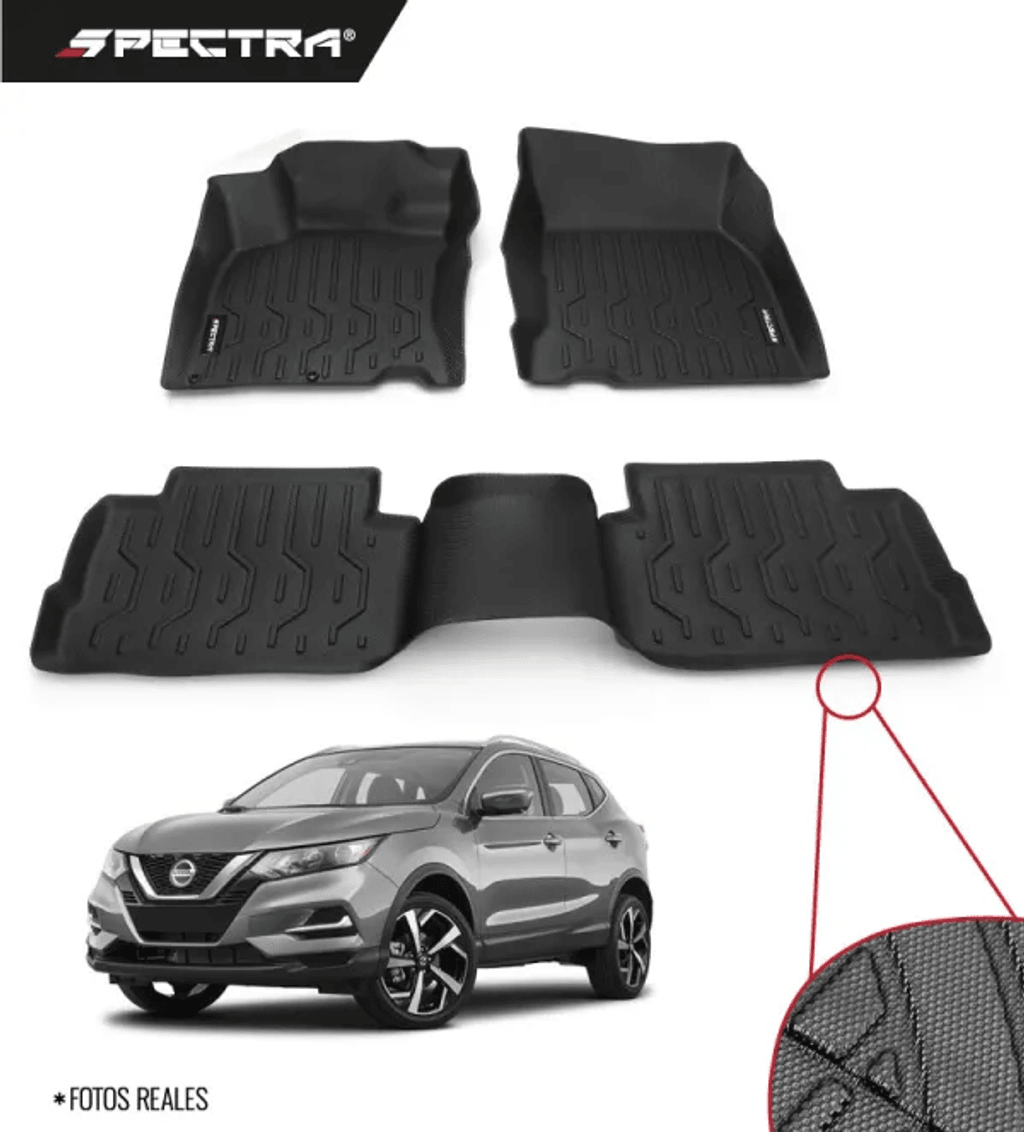 Nissan Qashqai 2018-2022, Alfombras de Bandeja Antideslizante, 2 filas, Spectra.