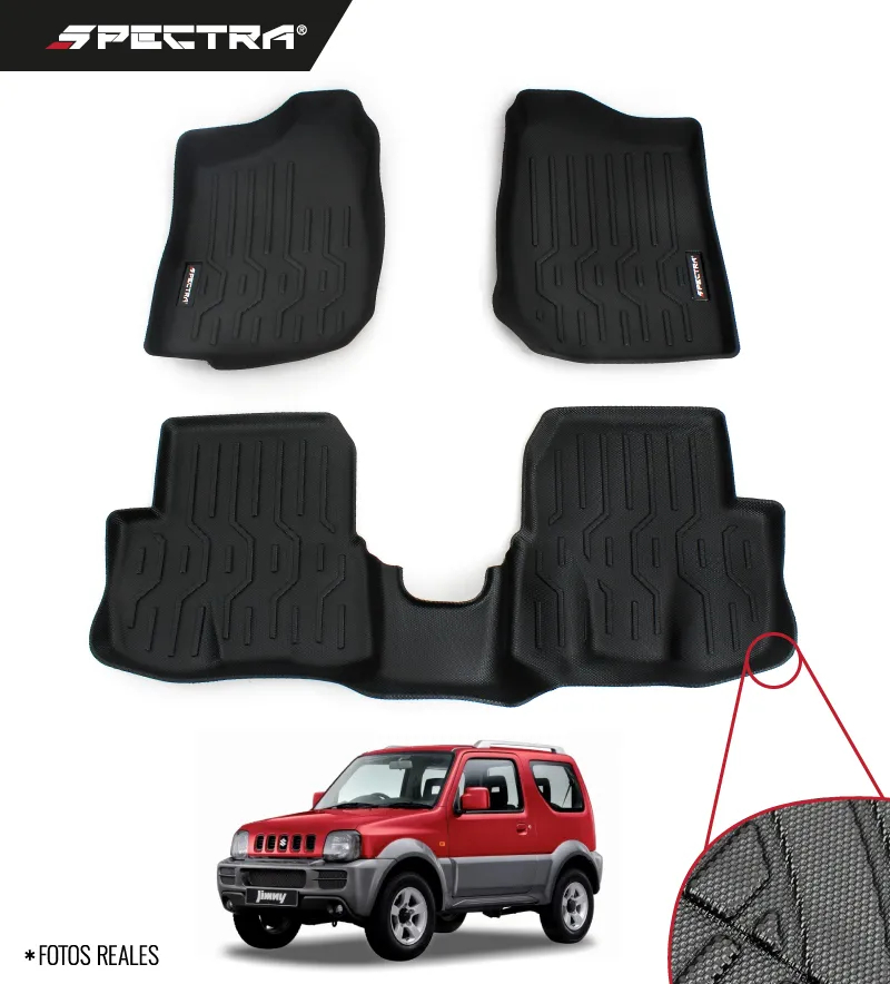 Suzuki Jimny 2005-2018, Alfombras de Bandeja Antideslizante, 2 Filas, Spectra