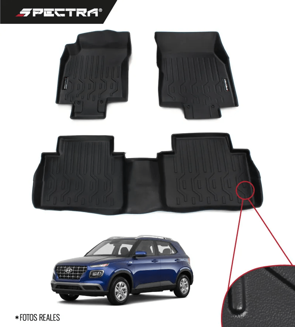Hyundai Venue 2020-2025, Alfombras de Bandeja Antideslizante, 2 filas, Spectra.
