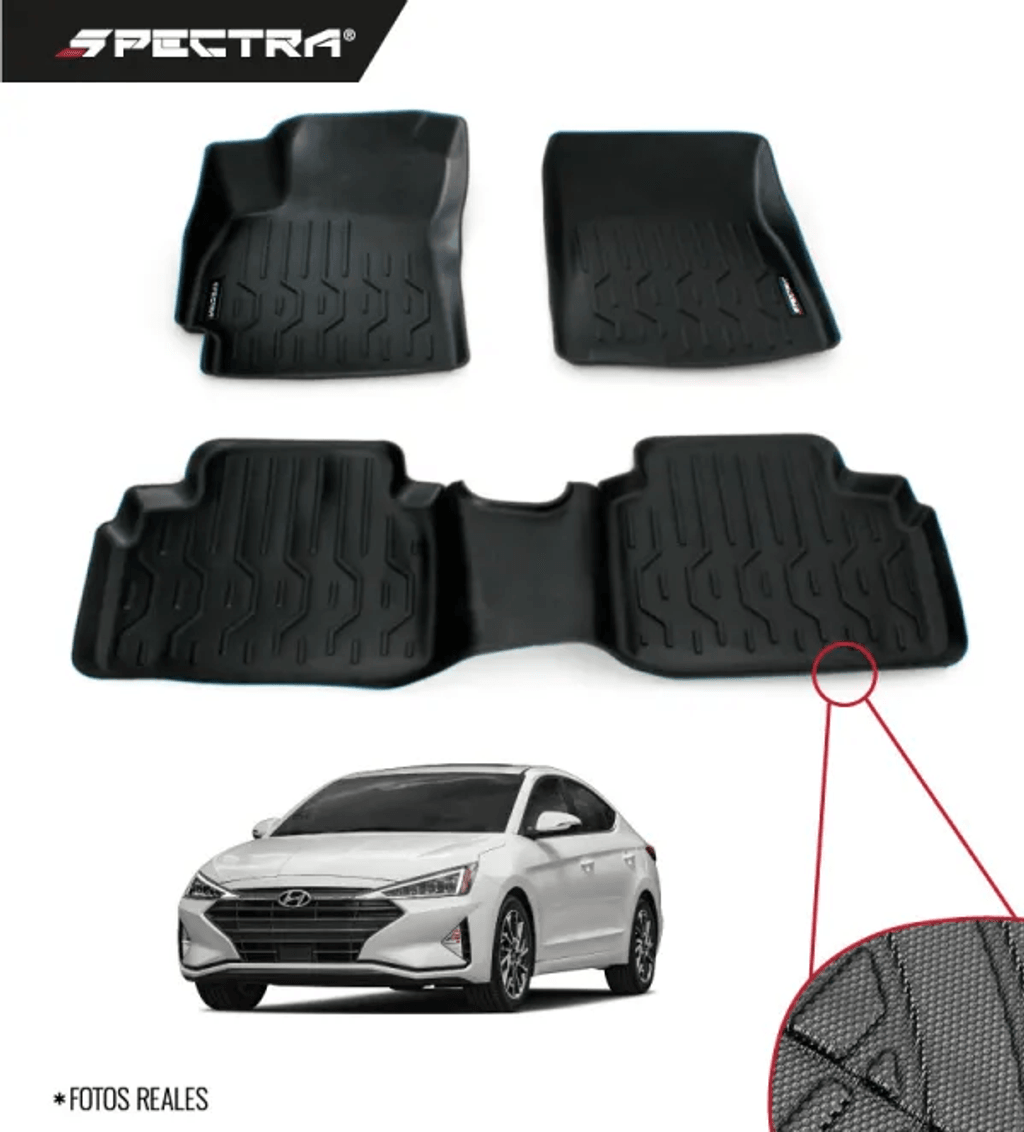 Hyundai Elantra 2020-2025, Alfombras de Bandeja Antideslizante, 2 filas, Spectra.