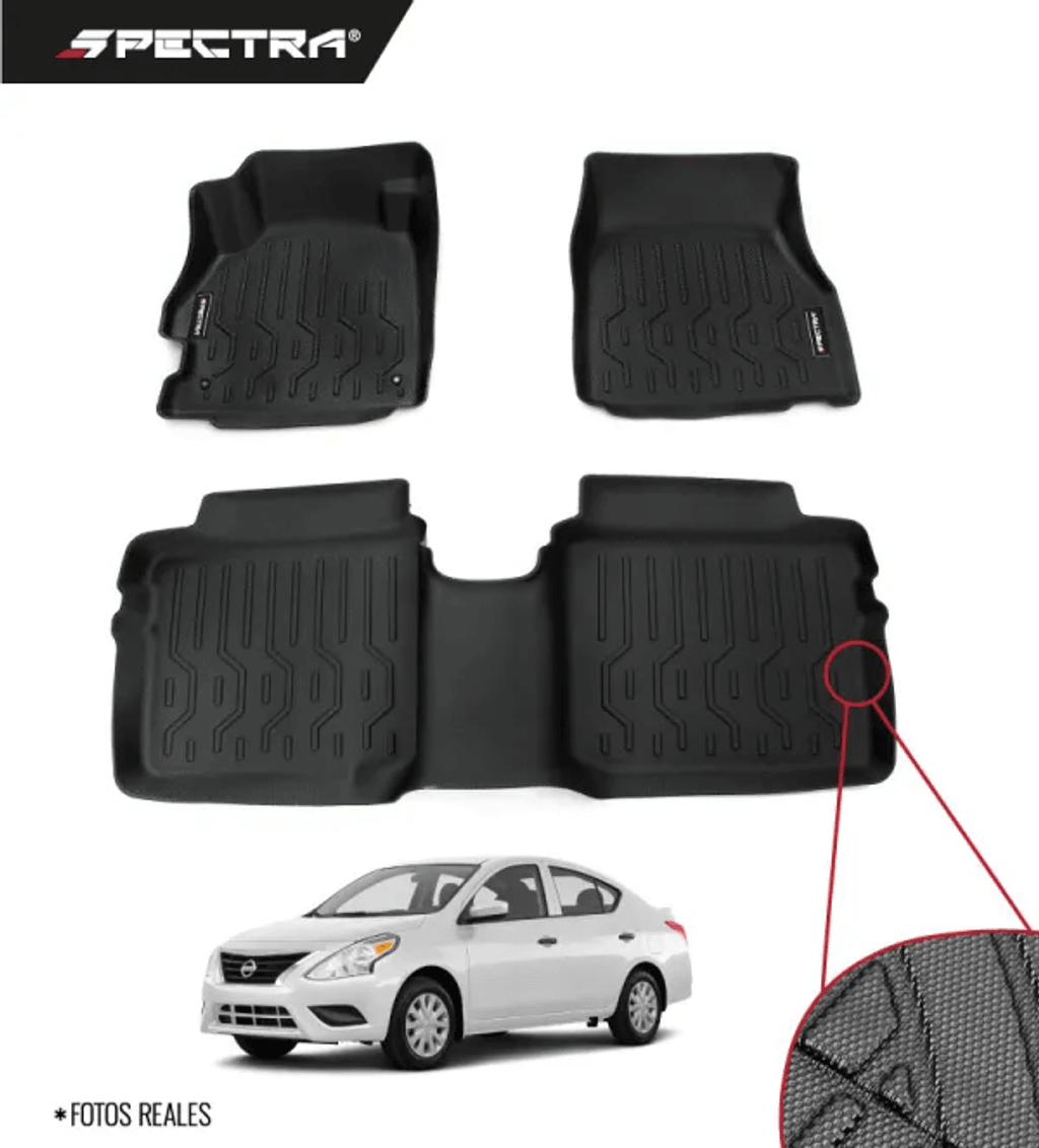 Nissan Versa 2016-2025, Alfombras de Bandeja Antideslizante, 2 filas, Spectra.
