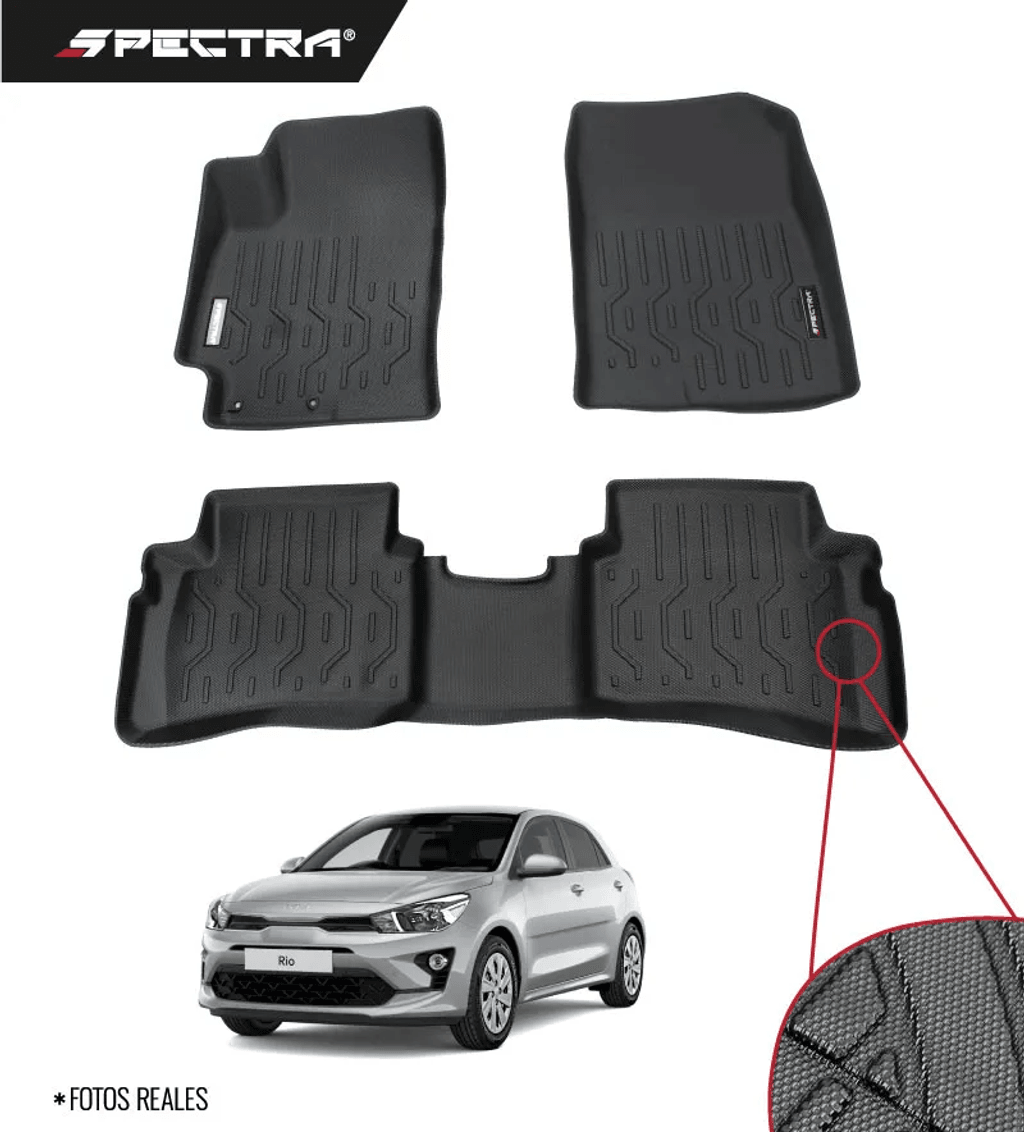 Kia Rio 2022-2025, Alfombra de Bandeja Antideslizante, 2 filas, Spectra.