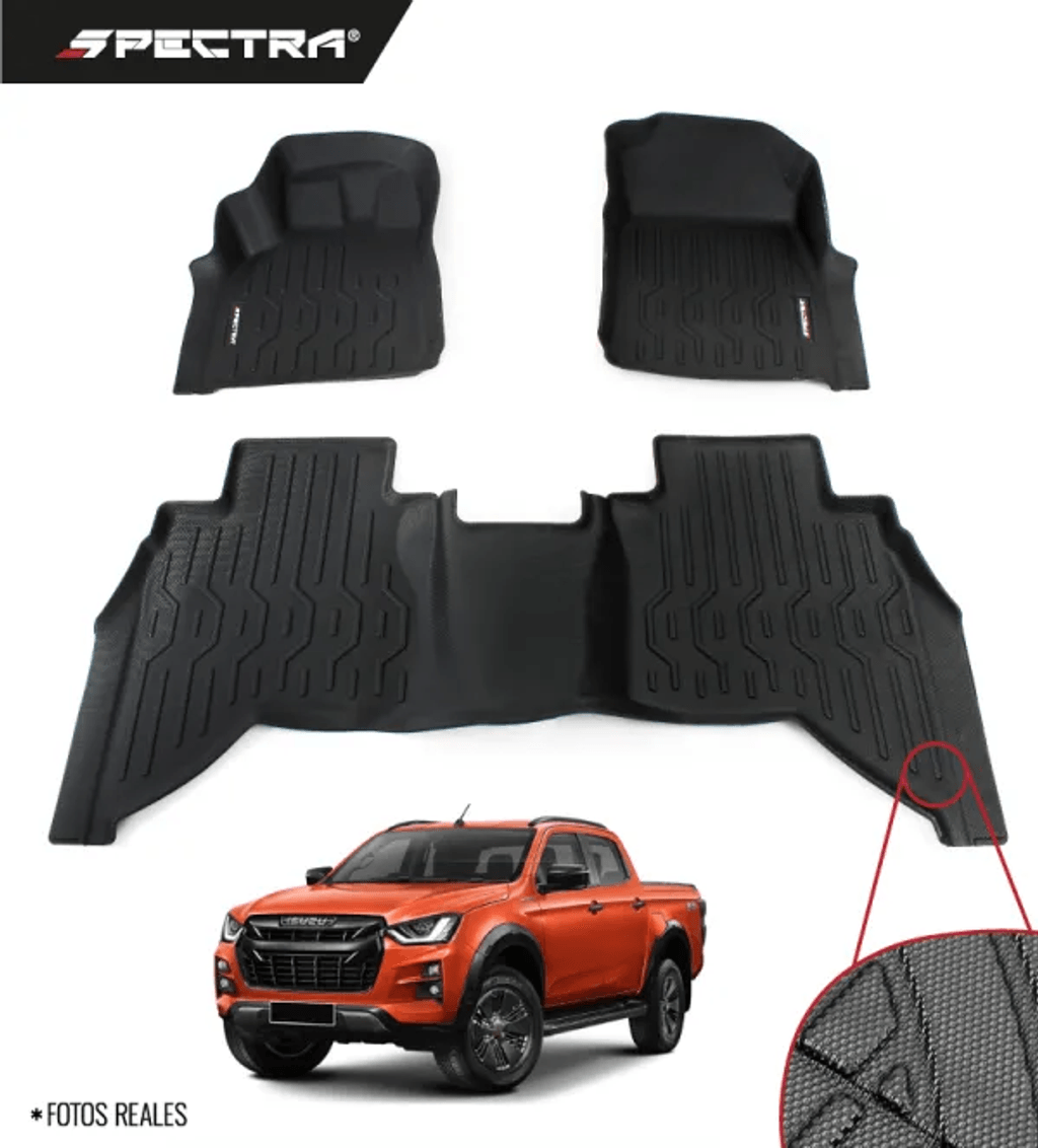 Isuzu Dmax 2021-2025, Alfombras de Bandeja Antideslizante, 2 filas, Spectra.