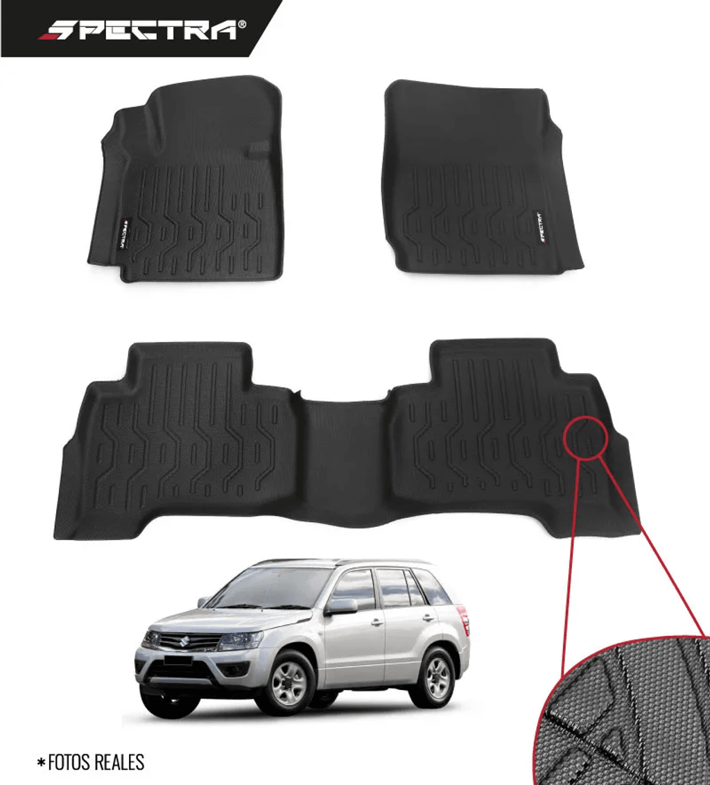 Suzuki Grand Vitara 2006-2021, Alfombras de Bandeja Antideslizante, 2 filas, Spectra.