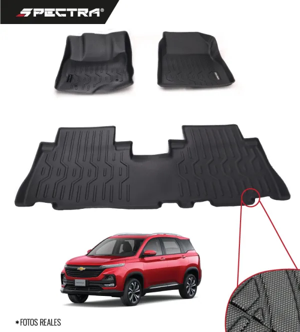 Chevrolet Captiva 2018-2022, Alfombras de Bandeja Antideslizante, 2 filas, Spectra.