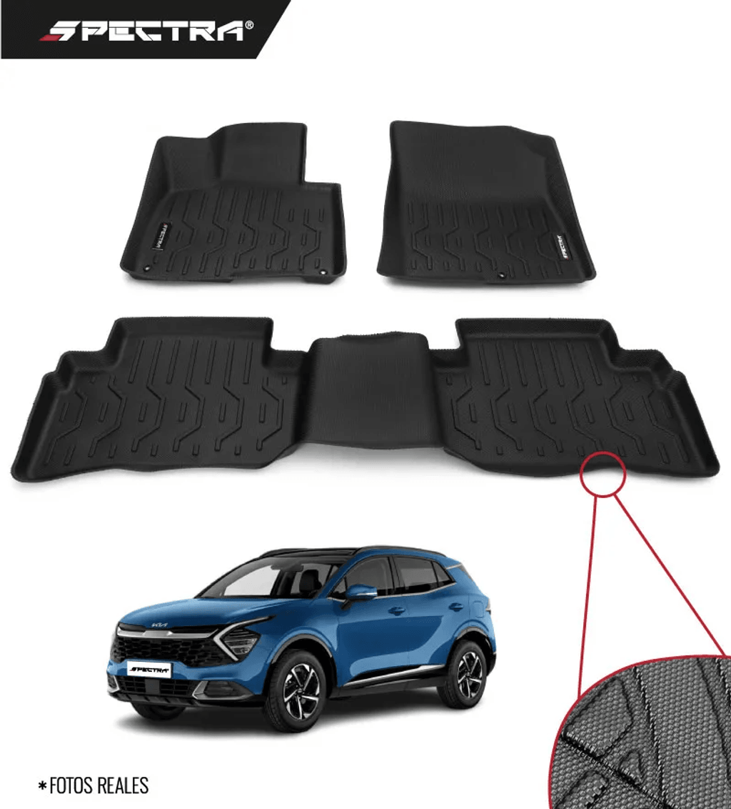 Kia Sportage 2022-2024, Alfombras de Bandeja Antideslizante, 2 filas, Spectra.