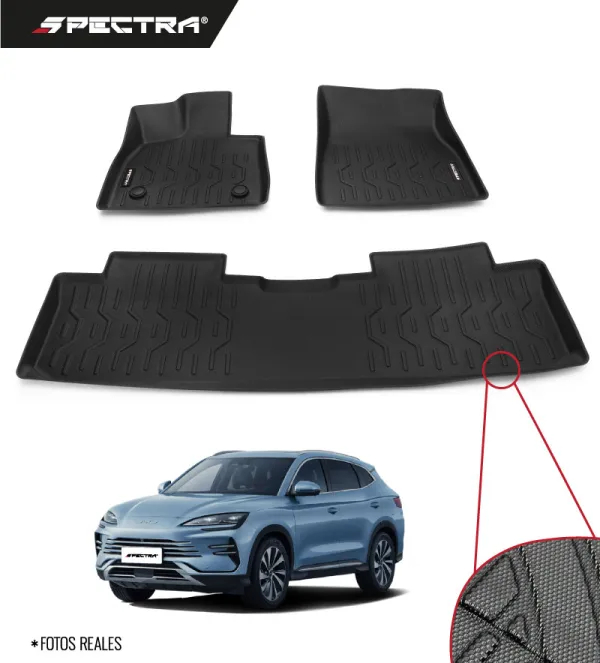 BYD Song Plus 2022-2025, Alfombras de Bandeja Antideslizante, 2 filas, Spectra.