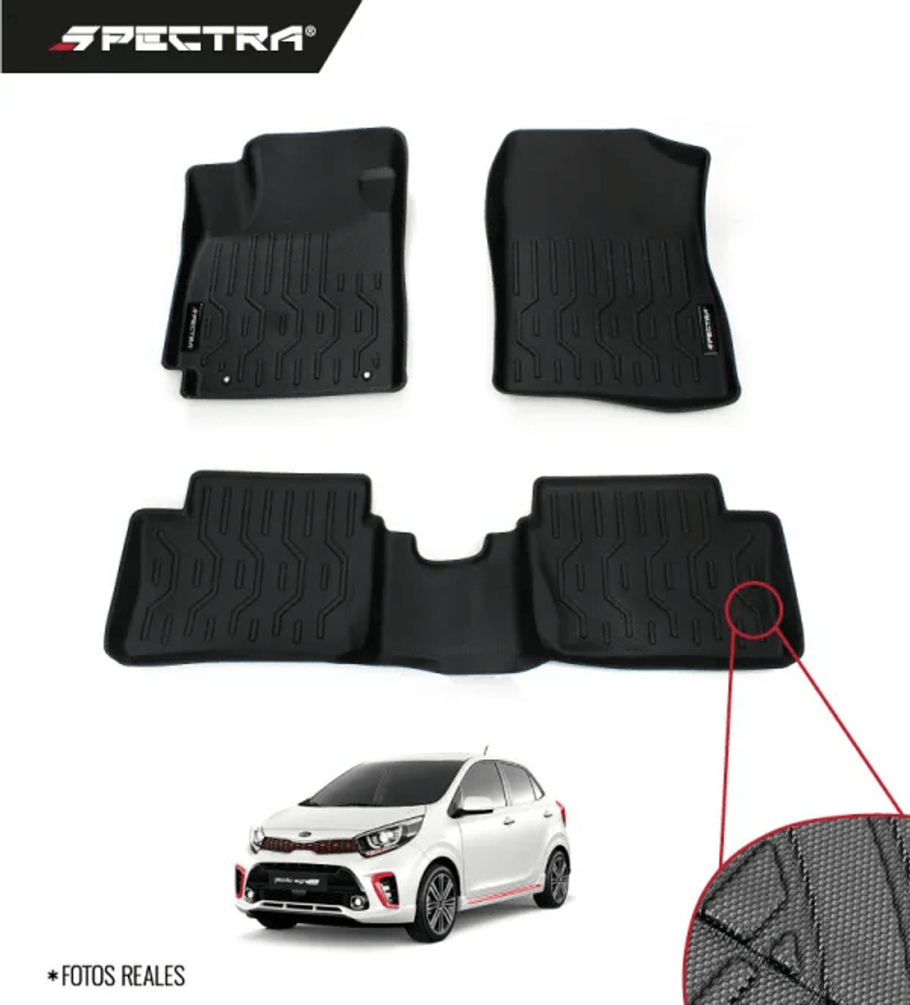 Kia Picanto 2016-2025, Alfombras de Bandeja Antideslizante, 2 filas, Spectra.