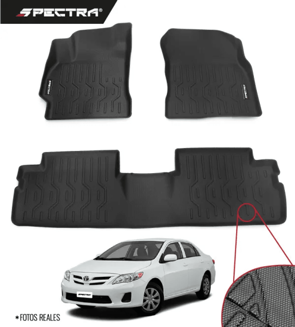 Toyota Corolla 2007-2014, Alfombras de Bandeja Antideslizante, 2 filas, Spectra.