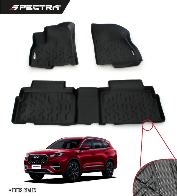 Chery Tiggo 8 2023-2025, Alfombras de Bandeja Antideslizante, 2 filas, Spectra.