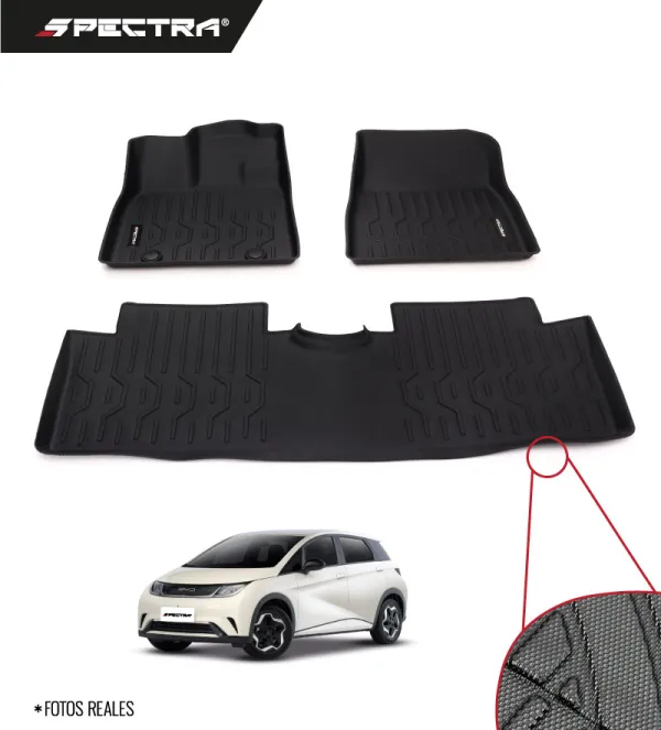 BYD Dolphin 2023-2025, Alfombras de Bandeja Antideslizantes, 2 filas, Spectra.