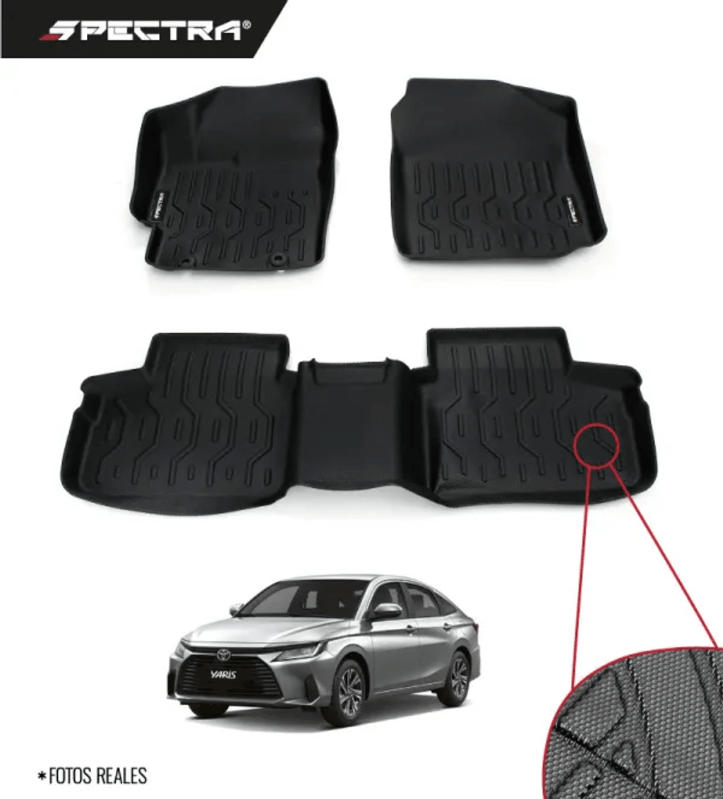 Toyota Yaris 2023-2025, Alfombras de Bandeja Antideslizante, 2 filas, Spectra.