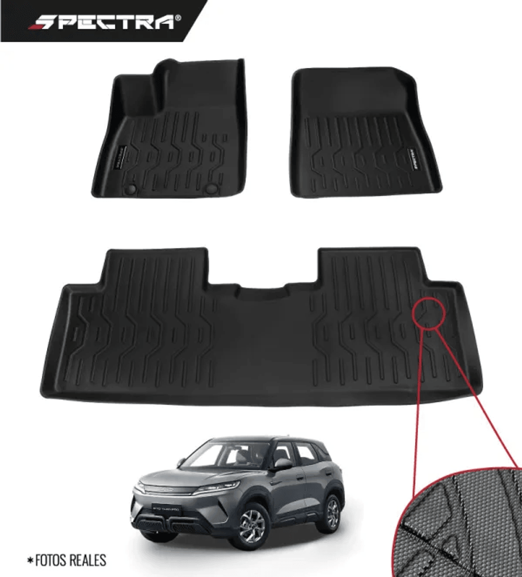 BYD S1 Pro 2025-2026, Alfombras de Bandeja Antideslizante, 2 filas, Spectra.