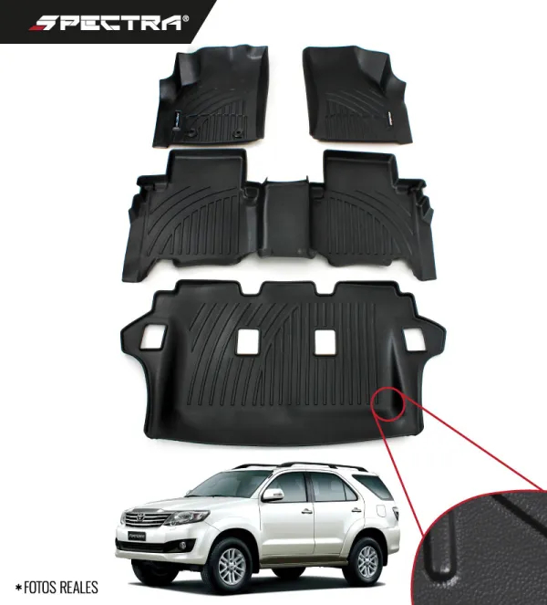 Toyota Fortuner 2008-2014, Alfombras de Bandeja Lisas, 3 filas, Spectra.
