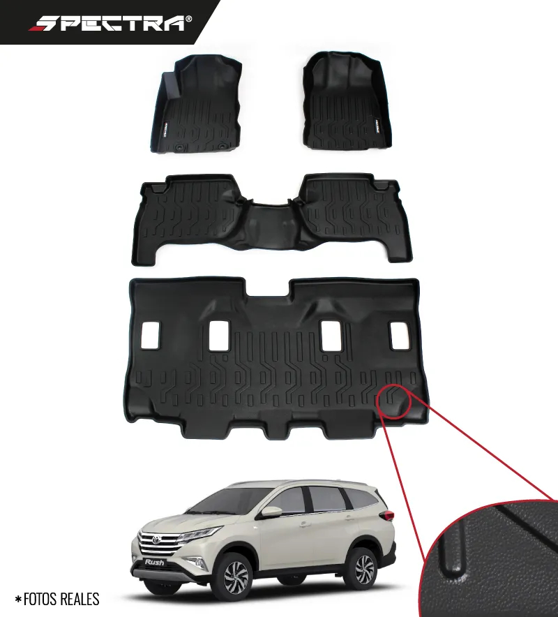 Toyota Rush Manual 2017-2026, Alfombras de Bandeja Lisas, 3 Filas, Spectra