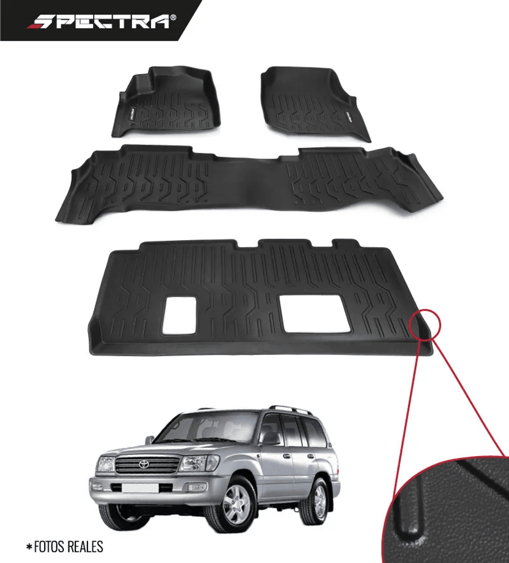 Toyota Land Cruiser 1998-2007, Alfombras de Bandeja Lisas, 3 filas, Spectra.
