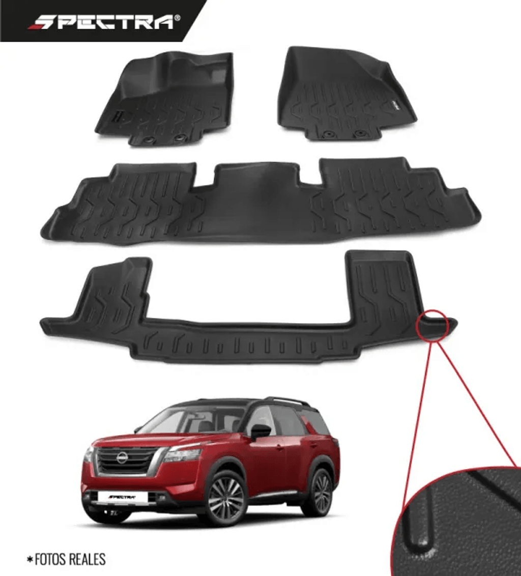 Nissan Pathfinder 2022-2025, Alfombras de Bandeja Lisas, 3 filas, Spectra.