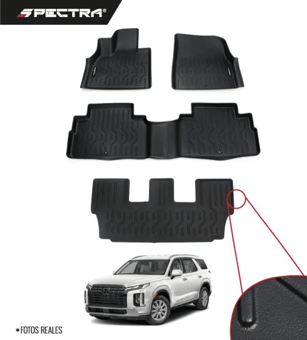 Hyundai Palisade 2023-2024, Alfombras de Bandeja Lisas, 3 filas, Spectra.