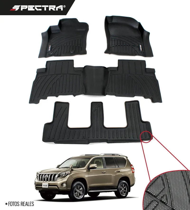 Toyota Prado 2010-2024, Alfombras de Bandeja Antideslizante, 3 Filas, Spectra.