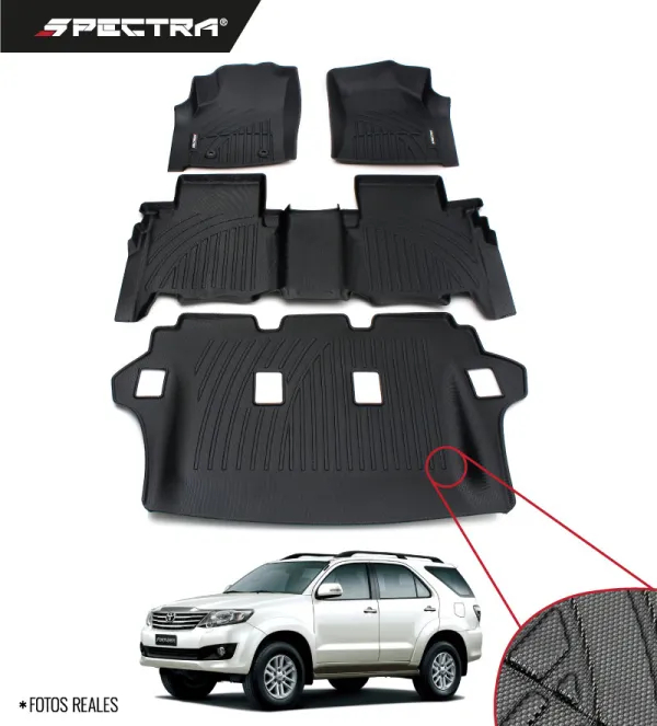 Toyota Fortuner 2008-2014, Alfombras de Bandeja Corrugadas, 3 filas, Spectra.