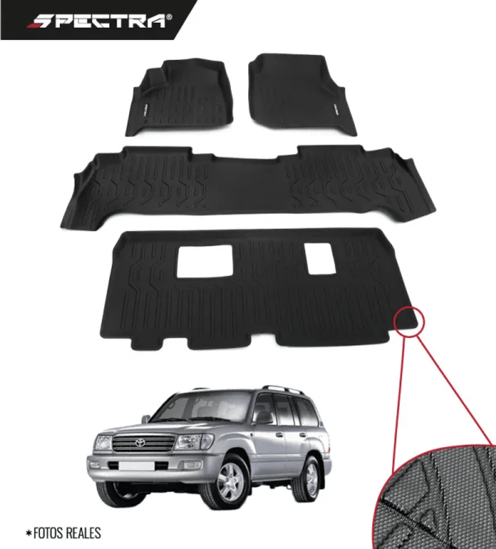 Toyota Land Cruiser 1998-2007, Alfombras de Bandeja Antideslizante, 3 filas, Spectra.