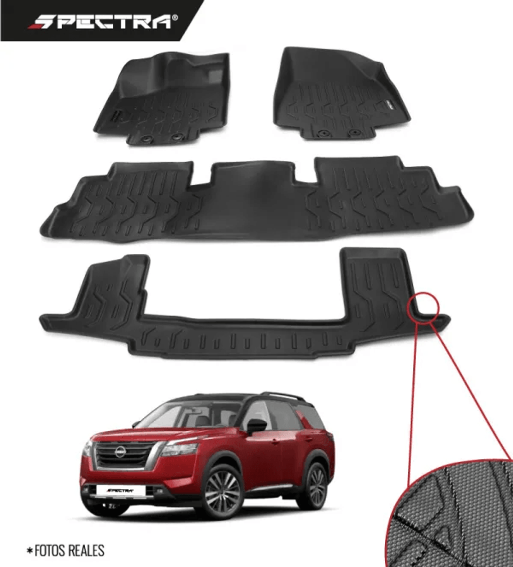 Nissan Pathfinder 2022-2025, Alfombras de Bandeja Antideslizantes, 3 filas, Spectra.