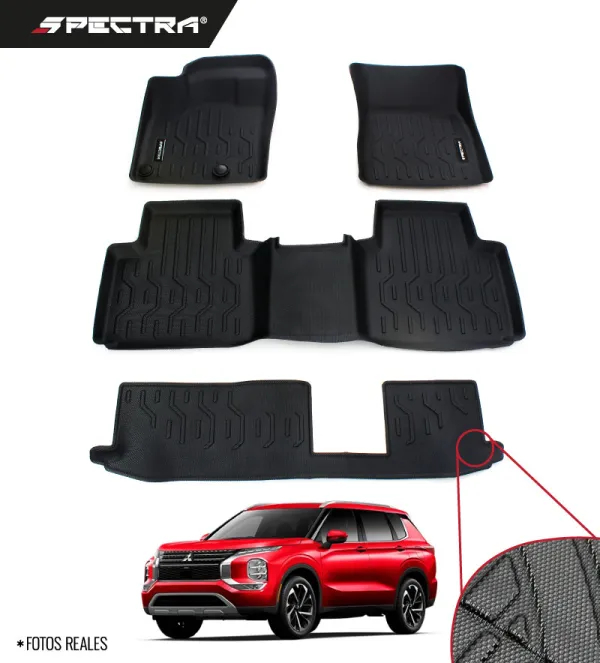 Mitsubishi Outlander 2022-2025, Alfombra de Bandeja Antideslizante, 3 Filas, Spectra.