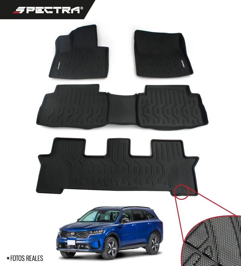 Kia Sorento 2022-2024, Alfombras de Bandeja Antideslizante, 3 Filas, Spectra.
