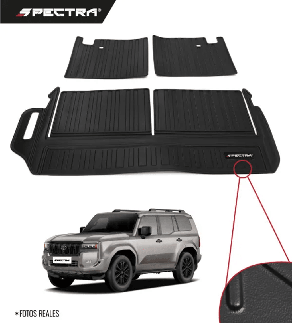Toyota Prado 2024-2025, Alfombras de Bandeja Lisa, Cajuela de 7 pasajeros, Spectra