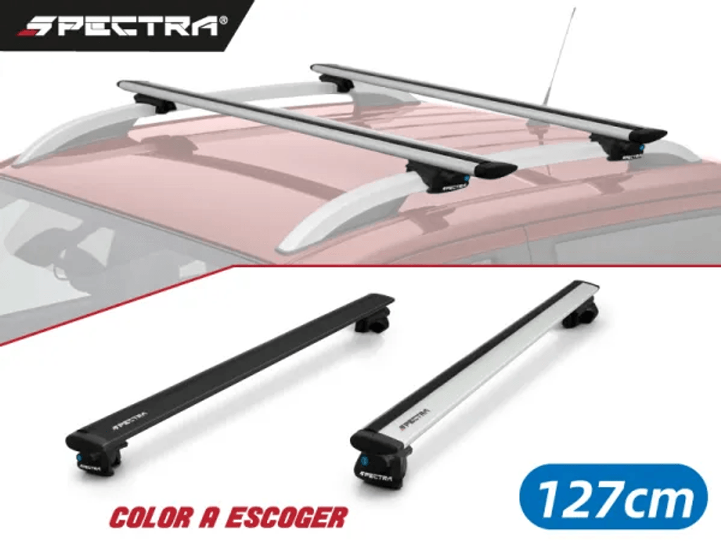Racks de Techo estilo wingbar de 127cm, Color a escoger, Spectra (Incluyen instalación)