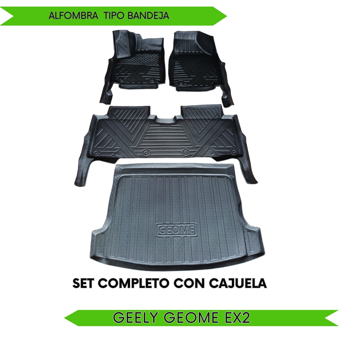 Geely Geometry EX2 2024-2026, Alfombras de Bandeja, 2 filas y cajuela, EVZone.