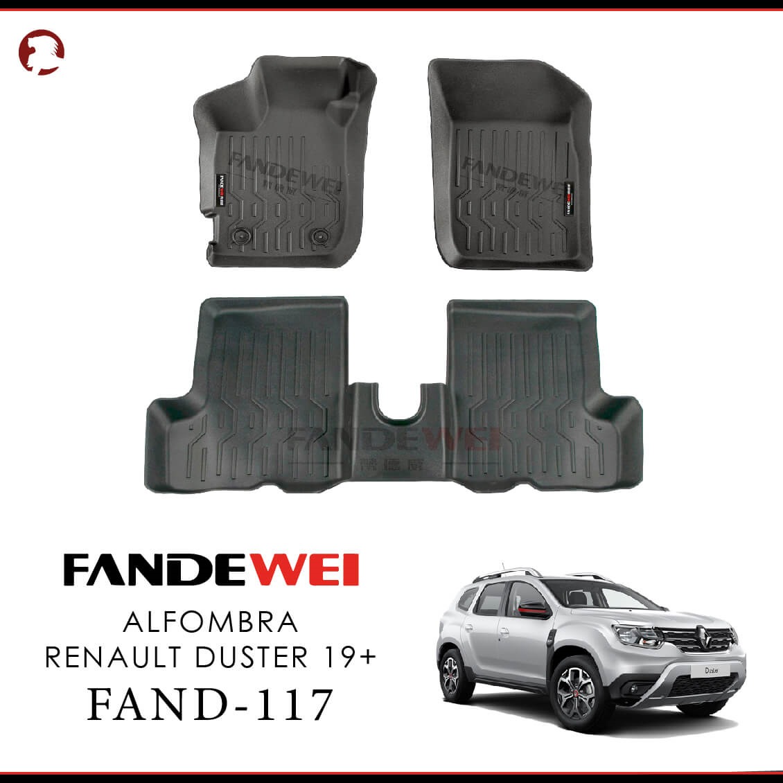 Renault Duster 2019-2025, Alfombras de Bandeja 2 filas, Fandewei.