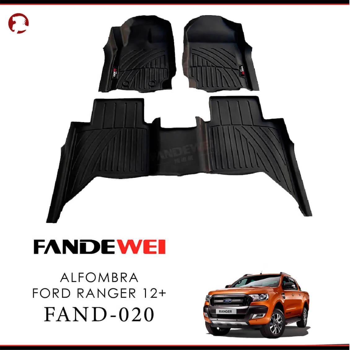 Mazda BT50 2012-2020, Alfombras de Bandeja, 2 filas, Fandewei.