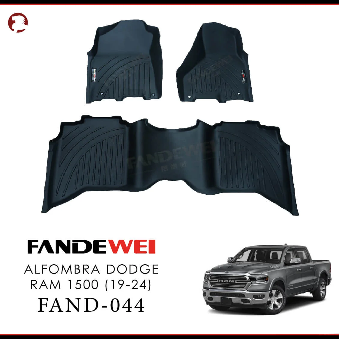 Dodge RAM 1500 2019-2025, Alfombras de Bandeja, 2 filas, Fandewei.