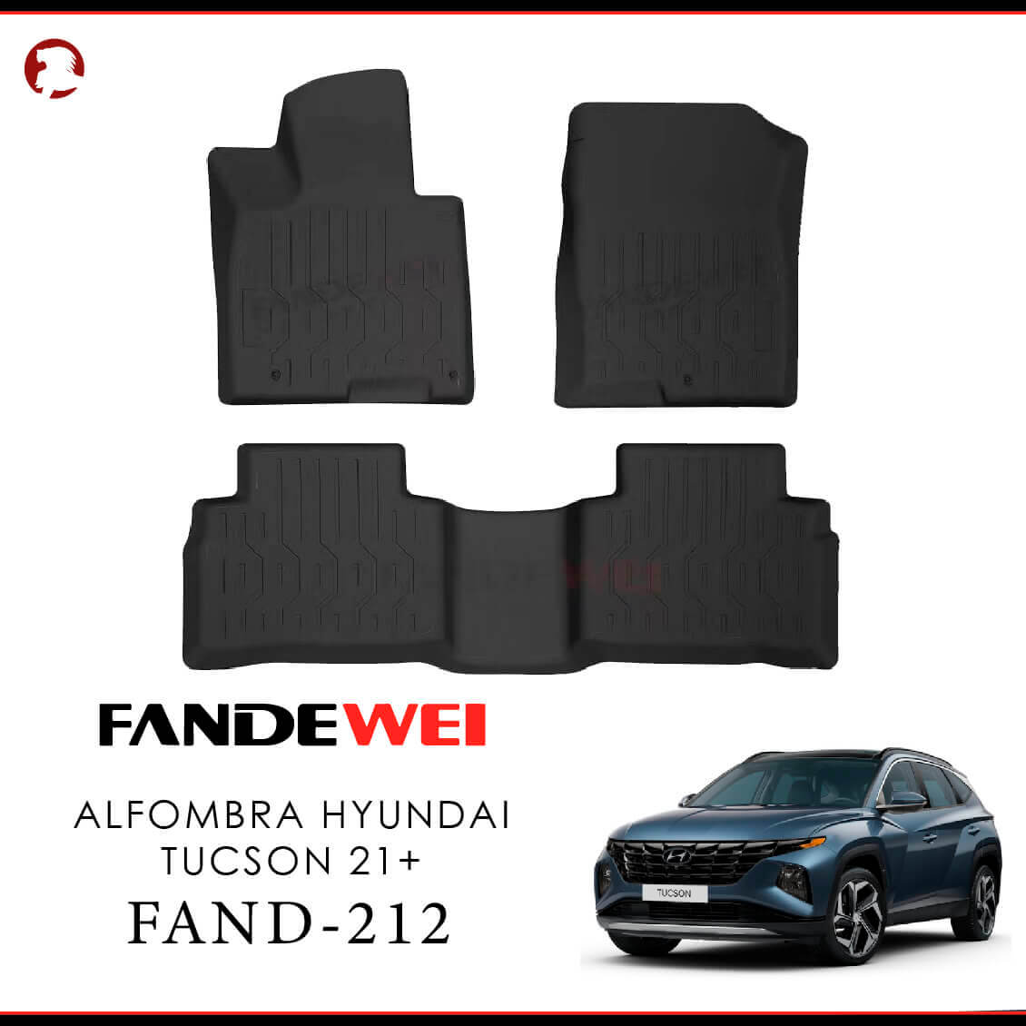 Hyundai Tucson 2021-2025, Alfombras se Bandeja, 2 filas, Fandewei.