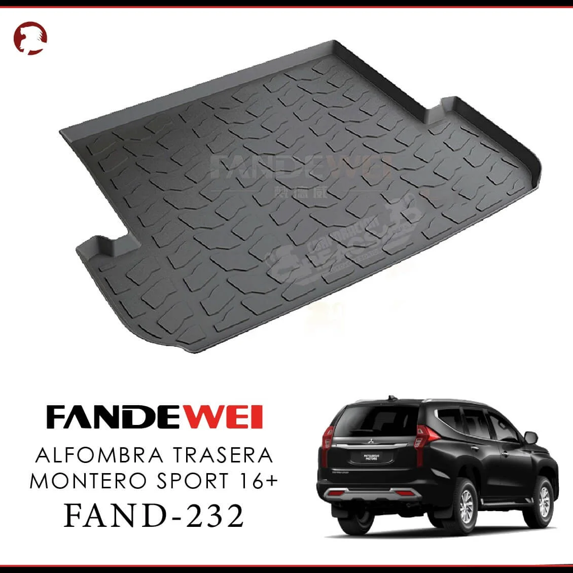 Mitsubishi Montero Sport 2016-2026, Alfombras de Bandeja, Cajuela, Fandewei.
