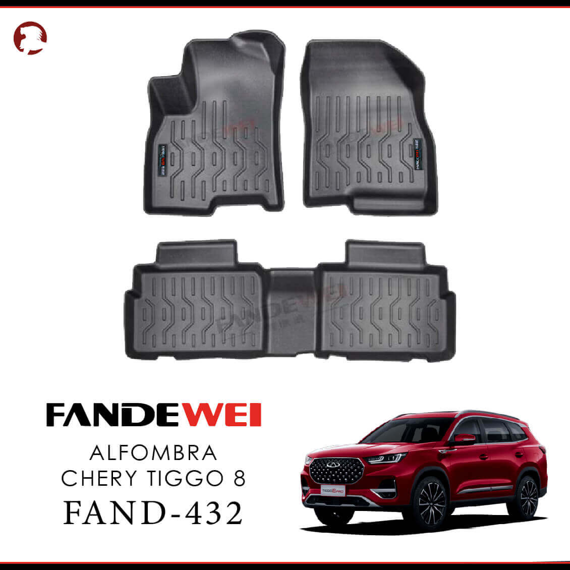 Chery Tiggo 8 2018-2025, Alfombra de Bandeja 3 Filas, Fandewei