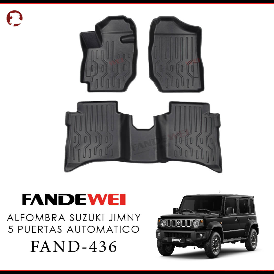 Suzuki Jimny Automático de 5 Puertas 2024-2026, Alfombras de bandeja, 2 filas, Fandewei.