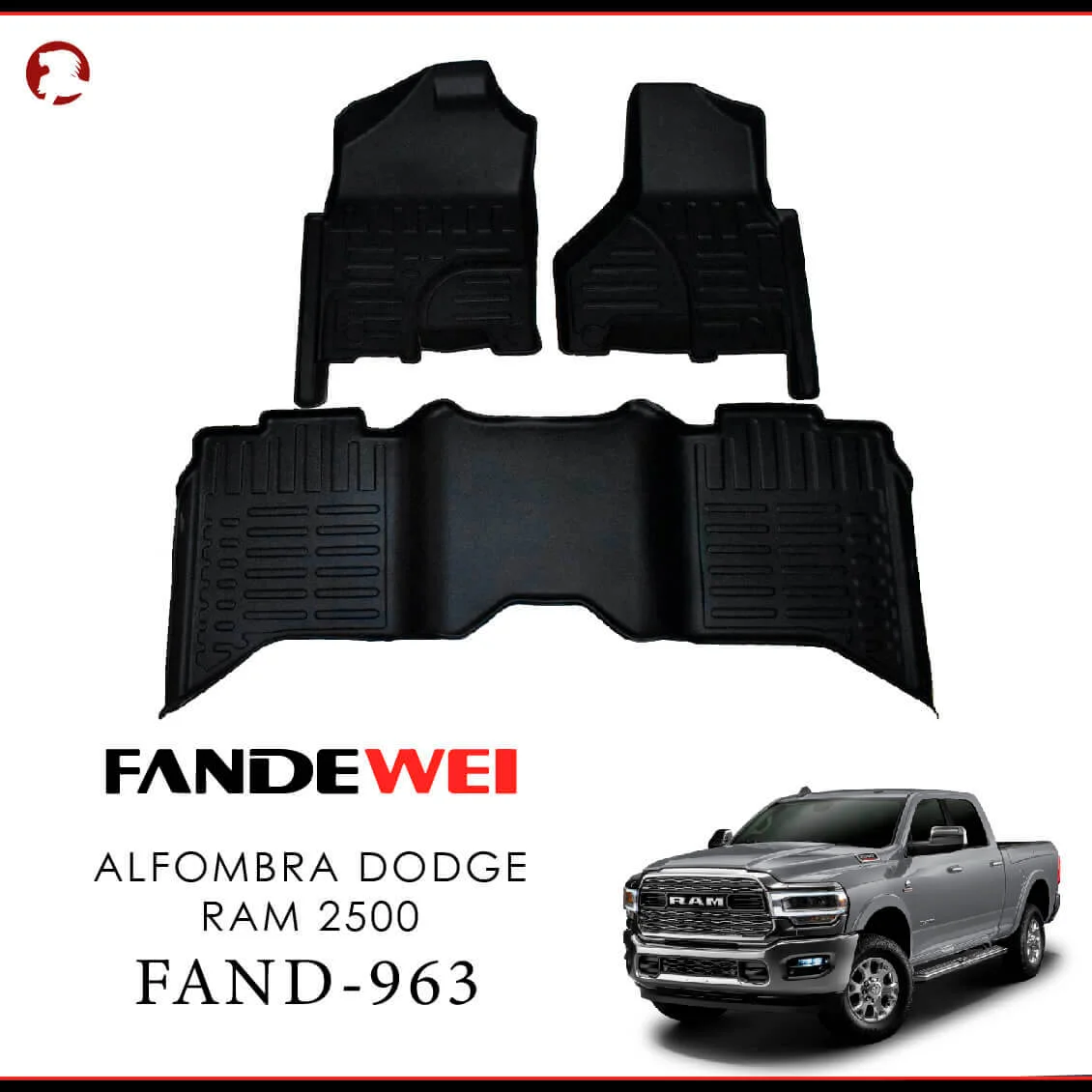 Dodge RAM 2500 2019-2025, Alfombras de Bandeja, 2 filas, Fandewei.